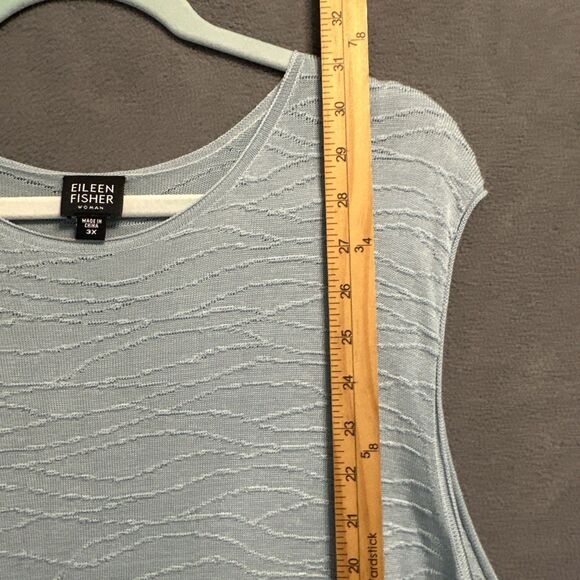 Eileen Fisher 100% Silk Textured Sleeveless Top Plus Size 3X Blue Office Classic - Picture 5 of 6